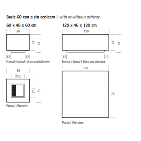 Modulinis betoninis suolas – su arba be medinės sėdimos dalies 'Premium / Basic 60 / MDL_200/240/340cm'