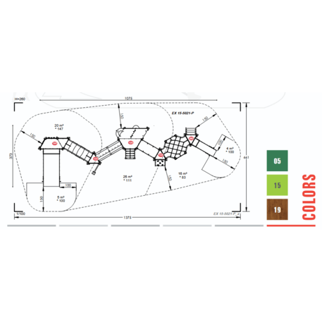 Žaidimų aikštelių kompleksas vaikams nuo 2 iki 10 metų amžiaus – kolekcija 'MAXI / MBG-2344_EX 15-5021-P15'