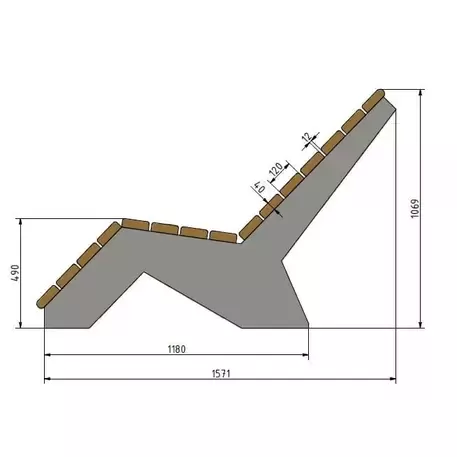 Metalinis gultas, šezlongas su medine gulimaja dalimi 'STF/617/MDL'