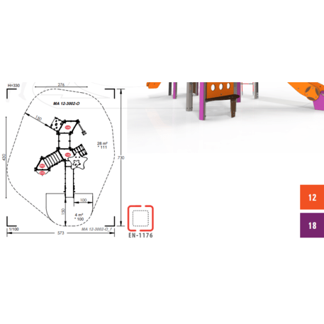 Complesso per parco giochi per bambini dai 2 anni – collezione 'MAXI / MBG-2456_MA 12-3002-O18'
