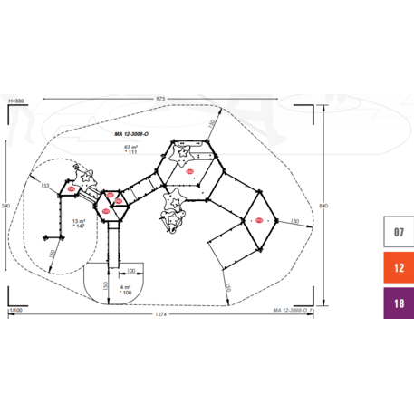 Complesso per parco giochi per bambini dai 2 anni – collezione 'MAXI / MBG-2465_MA 12-3008-O18'