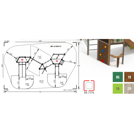 Žaidimų aikštelių kompleksas vaikams nuo 2 iki 10 metų amžiaus – kolekcija 'MAXI / MBG-2481_MA 12-3047-U19'