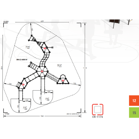 Kompleks placu zabaw dla dzieci od 2. roku życia – kolekcja 'MAXI / MBG-2497_MA 12-4005-N99'