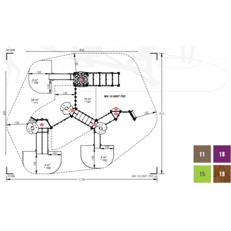 Spielplatzkomplex für Kinder ab 2 Jahren – Kollektion 'MAXI / MBG-2516_MA 12-5007-T02'