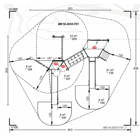 Žaidimų aikštelių kompleksas vaikams nuo 2 iki 12 metų amžiaus – kolekcija 'MEGA / MBG-2560_ME 18-2035-T01'