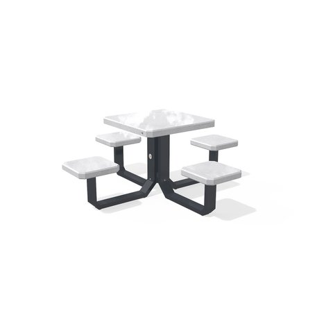 Betoninis pikniko stalas su keturiomis sėdimomis vietomis, šlifuotu terrazzo paviršiumi 'Premium / 190x190xH/75cm / BS-424'