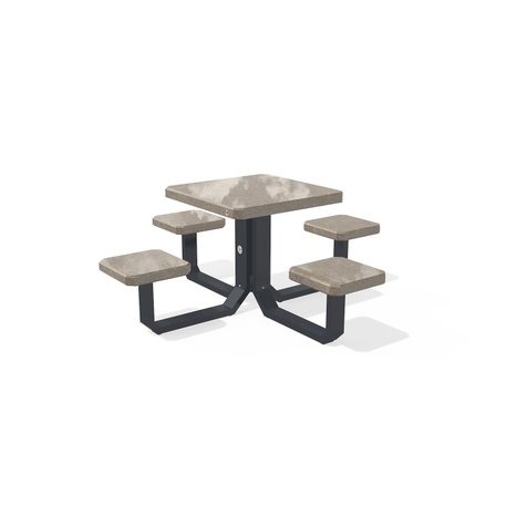 Betoninis pikniko stalas su keturiomis sėdimomis vietomis, šlifuotu terrazzo paviršiumi 'Premium / 190x190xH/75cm / BS-424'