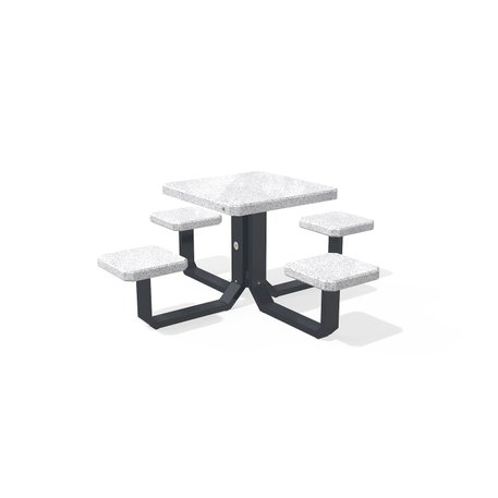 Betoninis pikniko stalas su keturiomis sėdimomis vietomis, šlifuotu terrazzo paviršiumi 'Premium / 190x190xH/75cm / BS-424'