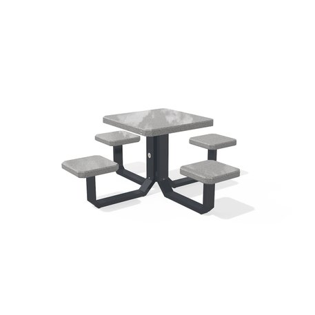 Betoninis pikniko stalas su keturiomis sėdimomis vietomis, šlifuotu terrazzo paviršiumi 'Premium / 190x190xH/75cm / BS-424'