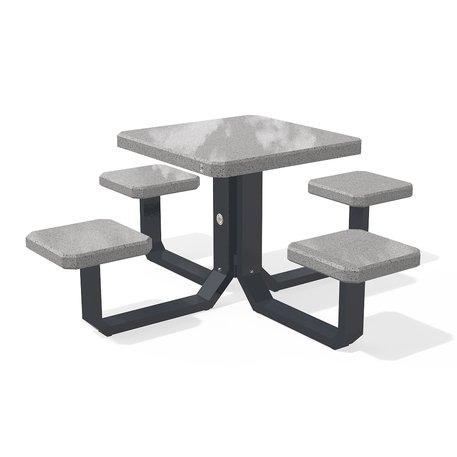 Betoninis pikniko stalas su keturiomis sėdimomis vietomis, šlifuotu terrazzo paviršiumi 'Premium / 190x190xH/75cm / BS-424'
