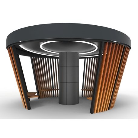 Lauko druskų kambarys (Haloterapija) su pergole ir suolais iš iroko medienos 'Premium Collection / STF/28-41-01/MDL'