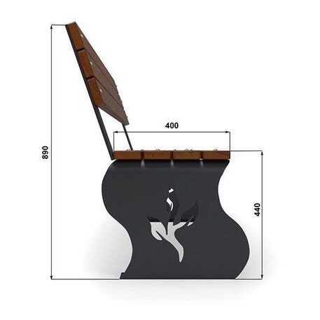 Metalinis suolas su atlošu ir medine sėdimąja dalimi 'MBG/05-Fala I / 150-180cm'