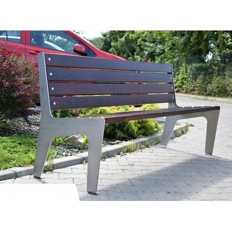 Металлическая скамейка со спинкой и деревянным сиденьем 'MBG/25-Nemezja I / 182cm'