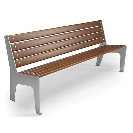 Металлическая скамейка со спинкой и деревянным сиденьем 'MBG/25-Nemezja I / 182cm'