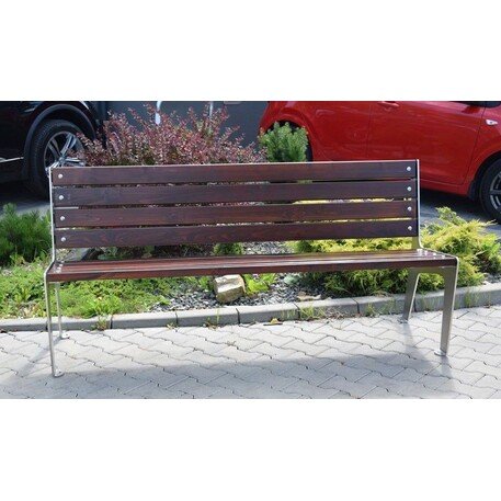 Металлическая скамейка со спинкой и деревянным сиденьем 'MBG/25-Nemezja I / 182cm'