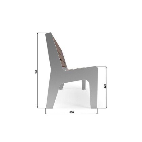 Металлическая скамейка со спинкой и деревянным сиденьем 'MBG/25-Nemezja I / 182cm'