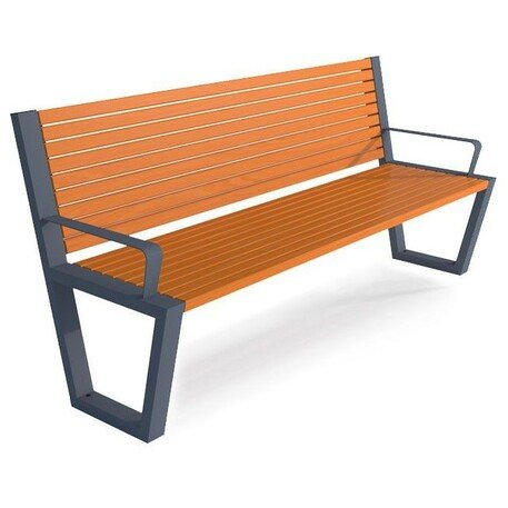 Металлическая скамейка со спинкой и деревянным сиденьем 'MBG/44-Semi VII / 190cm'