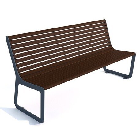 Металлическая скамейка со спинкой и деревянным сиденьем 'MBG/54-Izyda II / 183cm'