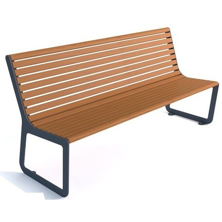 Металлическая скамейка со спинкой и деревянным сиденьем 'MBG/54-Izyda II / 183cm'