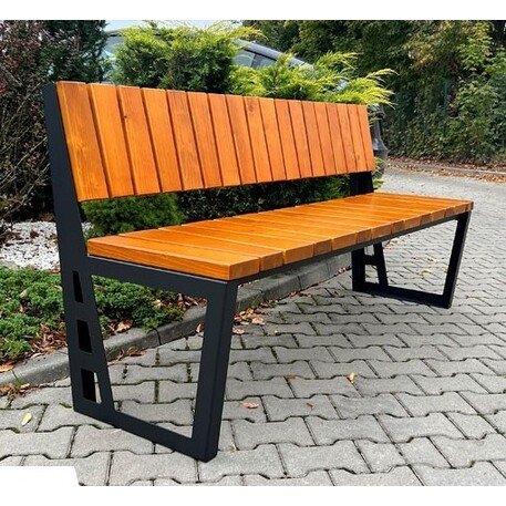 Металлическая скамейка со спинкой и деревянным сиденьем 'MBG/64-Amant II / 174,5cm'