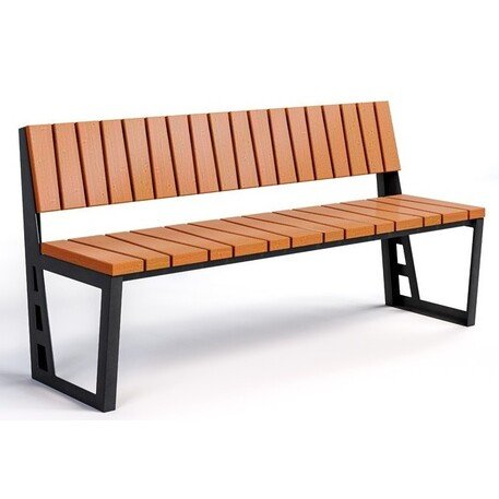 Металлическая скамейка со спинкой и деревянным сиденьем 'MBG/64-Amant II / 174,5cm'