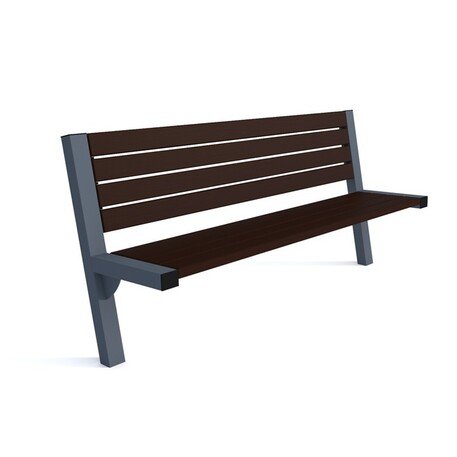 Металлическая скамейка со спинкой и деревянным сиденьем 'MBG/74-Czapla II / 196cm'