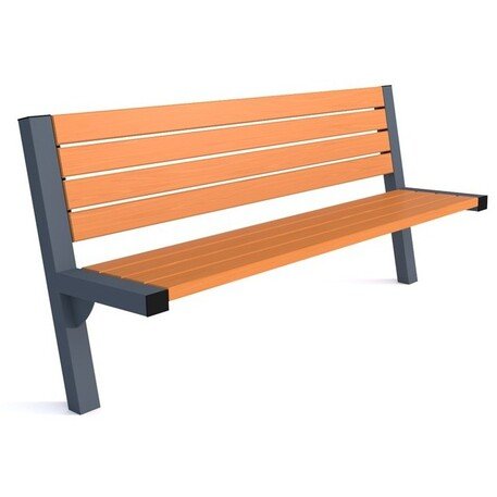 Металлическая скамейка со спинкой и деревянным сиденьем 'MBG/74-Czapla II / 196cm'