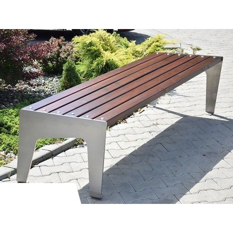 Металлическая скамейка без спинки с деревянным сиденьем 'MBG/94-Nemezja I / 182cm'