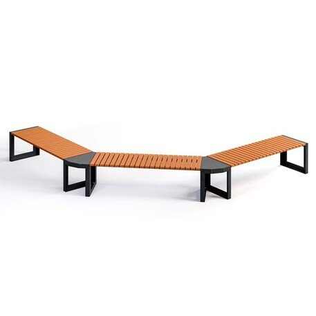 Металлическая скамейка без спинки с деревянным сиденьем 'MBG/114-Opalek I_C / 452cm'