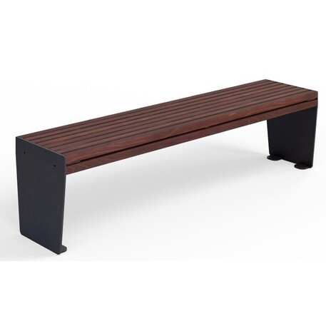 Металлическая скамейка без спинки с деревянным сиденьем 'MBG/121-Odyn / 182cm'