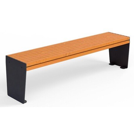 Металлическая скамейка без спинки с деревянным сиденьем 'MBG/121-Odyn / 182cm'