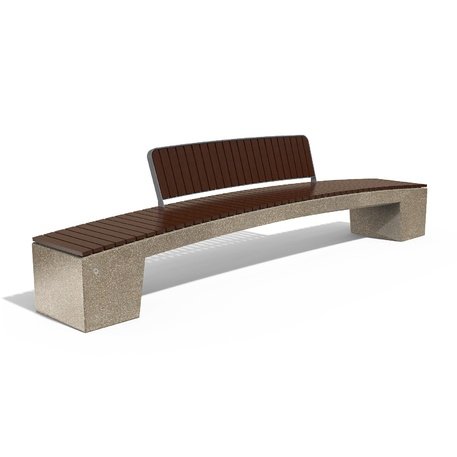 Ławka z betonu Terrazzo HPC z oparciem i drewnianym siedziskiem BS-340 | Urban Premium Collection