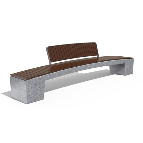Ławka z betonu Terrazzo HPC z oparciem i drewnianym siedziskiem BS-340 | Urban Premium Collection