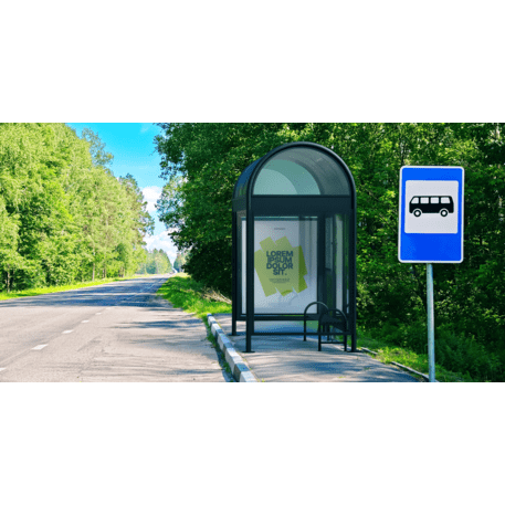 Autobusų stotelės stoginė, paviljonas su informaciniu stendu 'Modena 311-Bis'