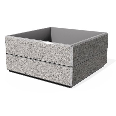 Kvadratinis betoninis vazonas – gėlinė, padengta smulkia granito skaldele 'Premium / 135x135xH/65cm_BS-214'