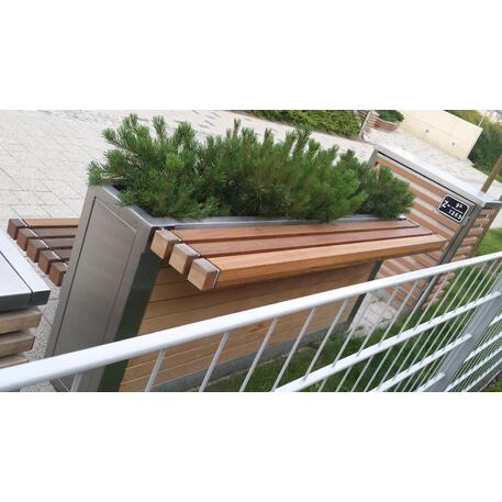 Metalowa donica z zintegrowaną ławką z drewna Iroko 'Premium Collection / STF/13-04-18_01/MDL'