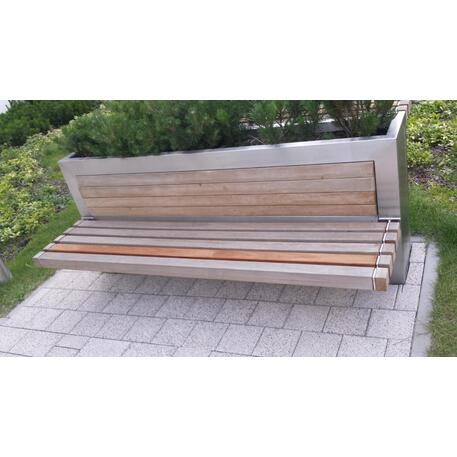 Metalowa donica z zintegrowaną ławką z drewna Iroko 'Premium Collection / STF/13-04-18_01/MDL'