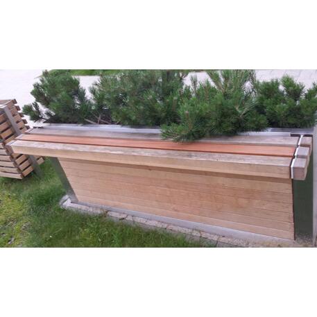 Metalowa donica z zintegrowaną ławką z drewna Iroko 'Premium Collection / STF/13-04-18_01/MDL'