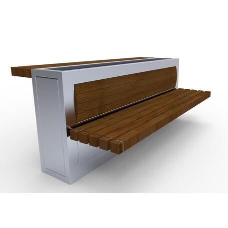 Metalowa donica z zintegrowaną ławką z drewna Iroko 'Premium Collection / STF/13-04-18_01/MDL'