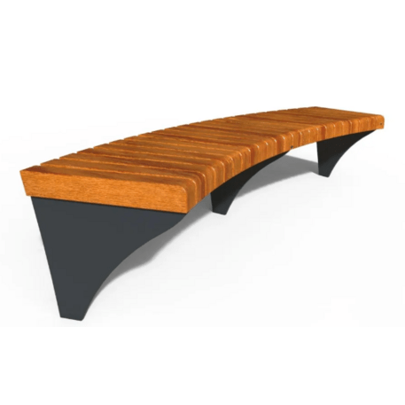 Metal bench without backrest made of Iroko wood 'Premium Collection / STF/24-02-19/MDL'