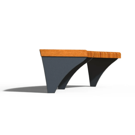 Metal bench without backrest made of Iroko wood 'Premium Collection / STF/24-02-19/MDL'