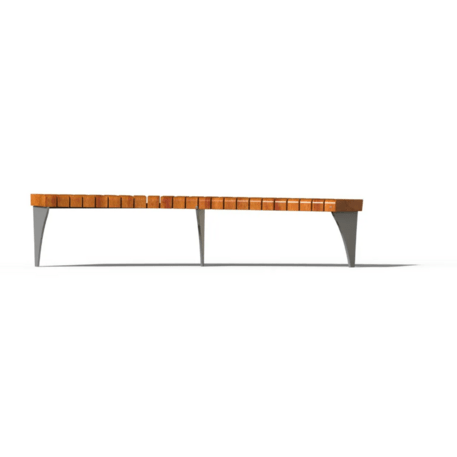 Metal bench without backrest made of Iroko wood 'Premium Collection / STF/24-02-19/MDL'
