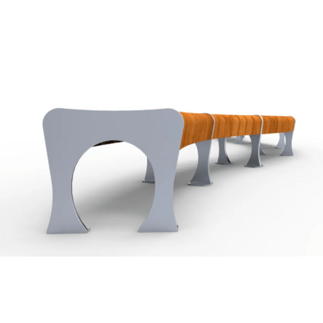 Metalinis suolas (suoliukas) be atlošo, pagamintas iš Iroko medienos 'Premium Collection / STF/ 20-02-43/MDL'