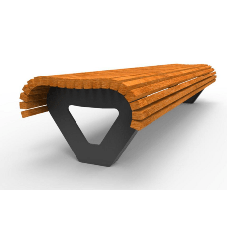 Metalinis suolas (suoliukas) be atlošo, pagamintas iš Iroko medienos 'Premium Collection / STF/19-02-30/MDL'