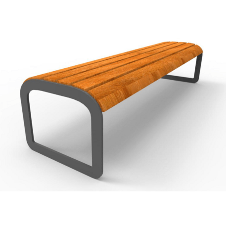 Metalinis suolas (suoliukas) be atlošo, pagamintas iš Iroko medienos 'Premium Collection / STF/19-02-17/MDL'