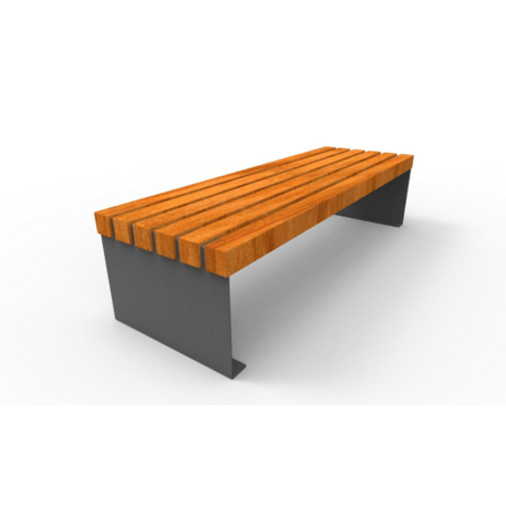 Metalinis suolas (suoliukas) be atlošo, pagamintas iš Iroko medienos 'Premium Collection / STF/18-02-14/MDL'