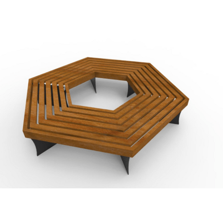 Metalinis suolas (suoliukas) be atlošo, pagamintas iš Iroko medienos 'Premium Collection / STF/13-02-49/MDL'