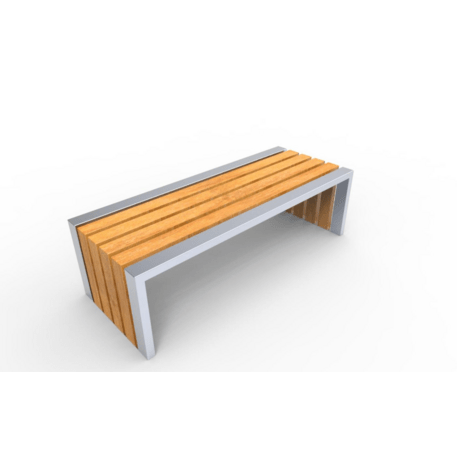 Metalinis suolas (suoliukas) be atlošo, pagamintas iš Iroko medienos 'Premium Collection / STF/13-02-33_01MDL'