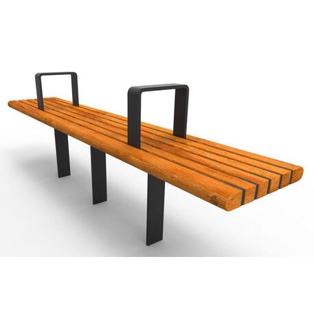 Metalinis suolas (suoliukas) be atlošo, pagamintas iš Iroko medienos 'Premium Collection / STF/10-49-02/MDL'