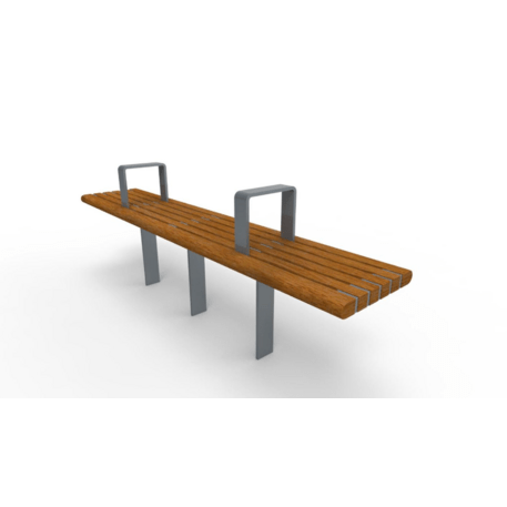 Metalinis suolas (suoliukas) be atlošo, pagamintas iš Iroko medienos 'Premium Collection / STF/10-49-02/MDL'